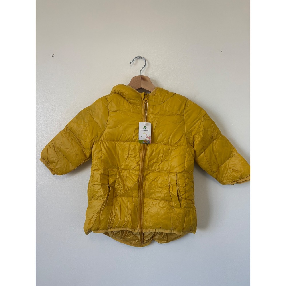 Hileelang Kids Yellow Dinosaur Puffer Coat – Size 100 (Approx. 3–4 Years) - Picture 2 of 7